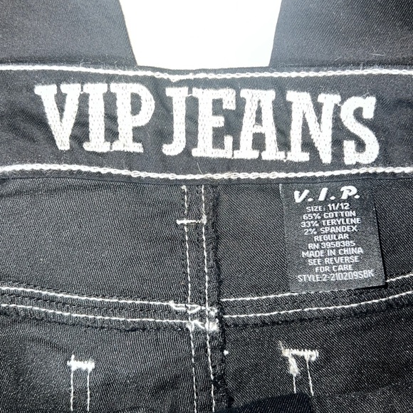 VIP Jeans Black Contrast Stitch Cargo Joggers Pants Juniors 11/12 EUC - Picture 6 of 8